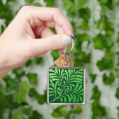 Porte-clés Motif de fougères Art déco - tons verts (main)