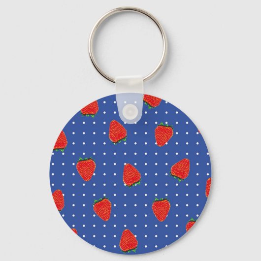 Porte-clés motif de fraise avec points (Recto)