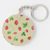 Porte-clés Motif de fraises d'aquarelle (Dos)