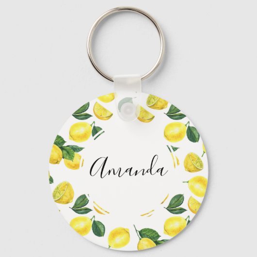 Porte-clés Motif de fruits aux citrons jaunes (Recto)