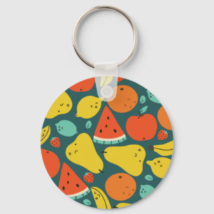 Porte-clés Motif de fruits tropicaux tiré à la main