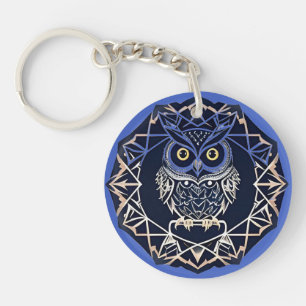 Porte-clés 🦉 Motif de hibou géométrique Art Charme 🦉