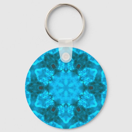 Porte-clés Motif de kaléidoscope bleu glace givrée (Recto)