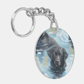 Porte-clés Motif de Labrador noir nageant (Devant gauche)