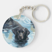 Porte-clés Motif de Labrador noir nageant (Dos)