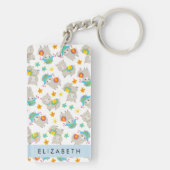 Porte-clés Motif De Llamas, Alpacas, Fleurs, Votre Nom (Dos)