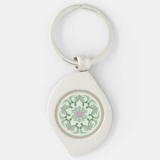 Porte-clés motif de lotus vert vintage