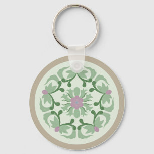 Porte-clés motif de lotus vert vintage