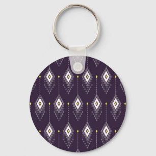 Porte-clés Motif de lustre Ikat : Conception Vintage de texti