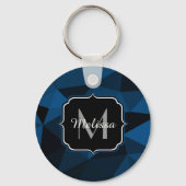 Porte-clés Motif de maillage géométrique noir bleu foncé (Recto)
