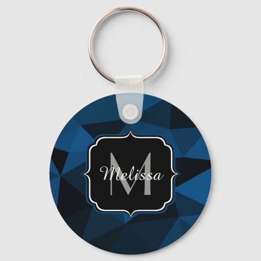 Porte-clés Motif de maillage géométrique noir bleu foncé (Recto)
