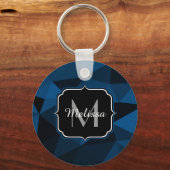 Porte-clés Motif de maillage géométrique noir bleu foncé (Verso)