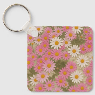 Porte-clés Motif de marguerite florale rétro Design esthétiqu