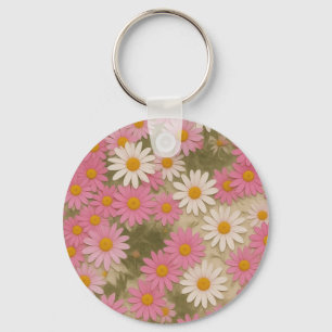 Porte-clés Motif de marguerite florale rétro Design esthétiqu