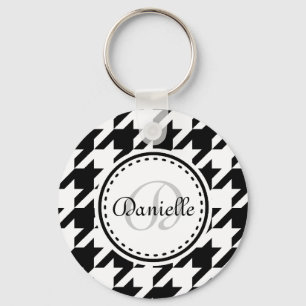 Porte-clés Motif de monogramme noir blanc gris gris