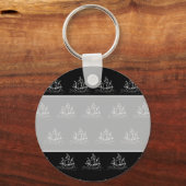 Porte-clés Motif de navire pirate noir et blanc. (Recto)
