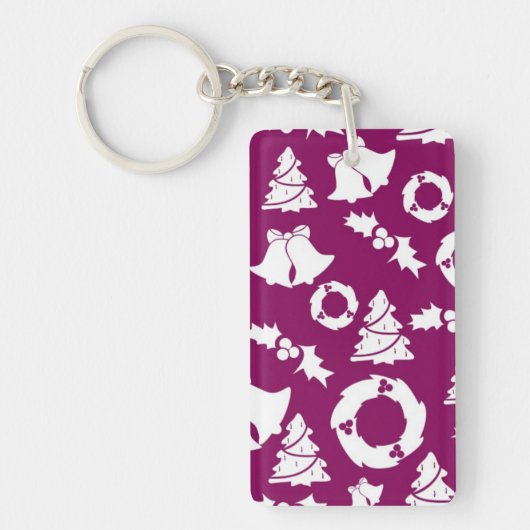 Porte-clés Motif de Noël pourpre (Devant)