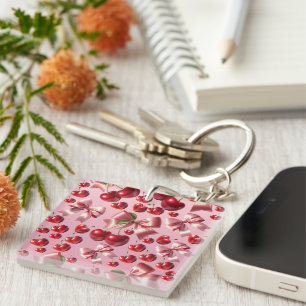 Porte-clés Motif de nœud Cerise Coquette Cœur Personnalisé