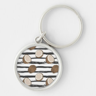 Porte-clés Motif de noix de coco sur Grunge Stripes