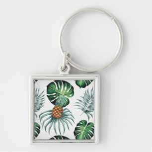 Porte-clés Motif de palmier de jungle à l'aquarelle tropicale