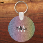 Porte-clés Motif de Parties scintillant Rainbow Faux initial (Recto)