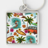 Porte-clés Motif de plage de surf cool (Devant)