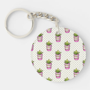 Porte-clés Motif de point succulent de polka d'aquarelle