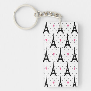 Porte-clés Motif de pois et de coeurs de Tour Eiffel