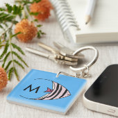 Porte-clés Motif de poisson bleu monogramme (Devant Droit)
