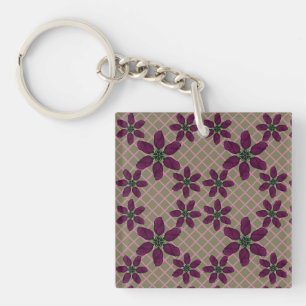 Porte-clés Motif de rose violette foncée — Flore élégante de 