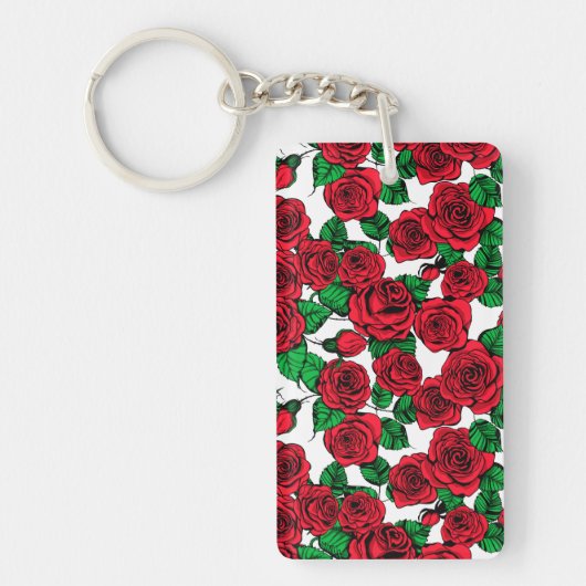 Porte-clés Motif de roses rouges (Devant)