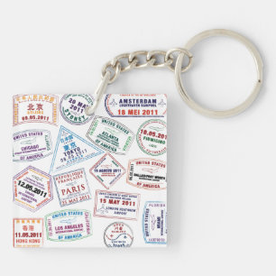 Porte-clés Motif de tampon de passeport Imprimer
