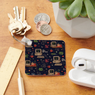 Porte-clés Motif de technologie d'art pixelisé de l'ordinateu