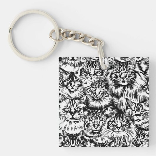 Porte-clés Motif de tête de chat (Devant)