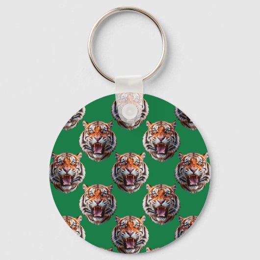 Porte-clés Motif de tête de tigre vert (Recto)