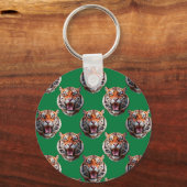 Porte-clés Motif de tête de tigre vert (Verso)
