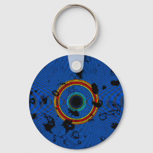 Porte-clés MOTIF de texture de disque de vinyle multicolore B