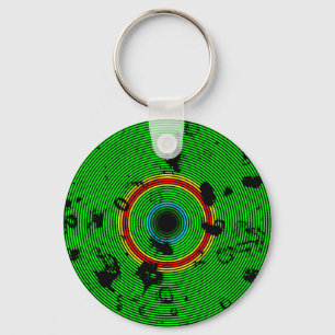 Porte-clés MOTIF de texture de disque vinyle multicolore VERT
