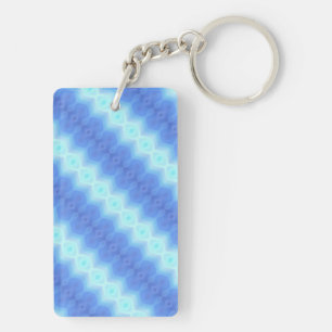 Porte-clés Motif de texture de la bande de tricot bleu Aqua