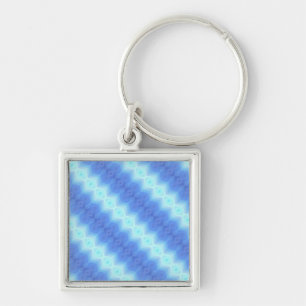 Porte-clés Motif de texture de la bande de tricot bleu Aqua