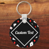 Porte-clés Motif de thème moderne Red & Black Poker Nom perso (Recto)