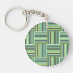 Porte-clés Motif de tissage à rayures vert olive