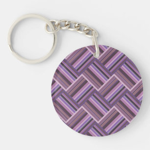 Porte-clés Motif de tissage diagonale rayures mauve