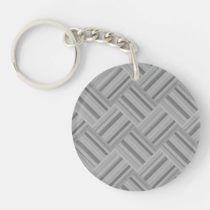 Porte-clés Motif de tissage en diagonale rayures grises