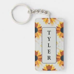 Porte-clés Motif de tournesol de style géométrique