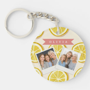 Porte-clés Motif de tranche de citron frais personnalisé Lumi