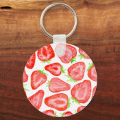 Porte-clés Motif de tranches de fraise d'aquarelle (Recto)