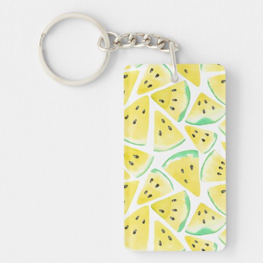 Porte-clés Motif de tranches de pastèque jaune (Devant)