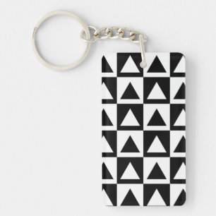 Porte-clés Motif de triangle géométrique noir et blanc