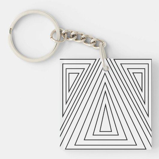 Porte-clés Motif de triangles concentriques noir et blanc (Devant)